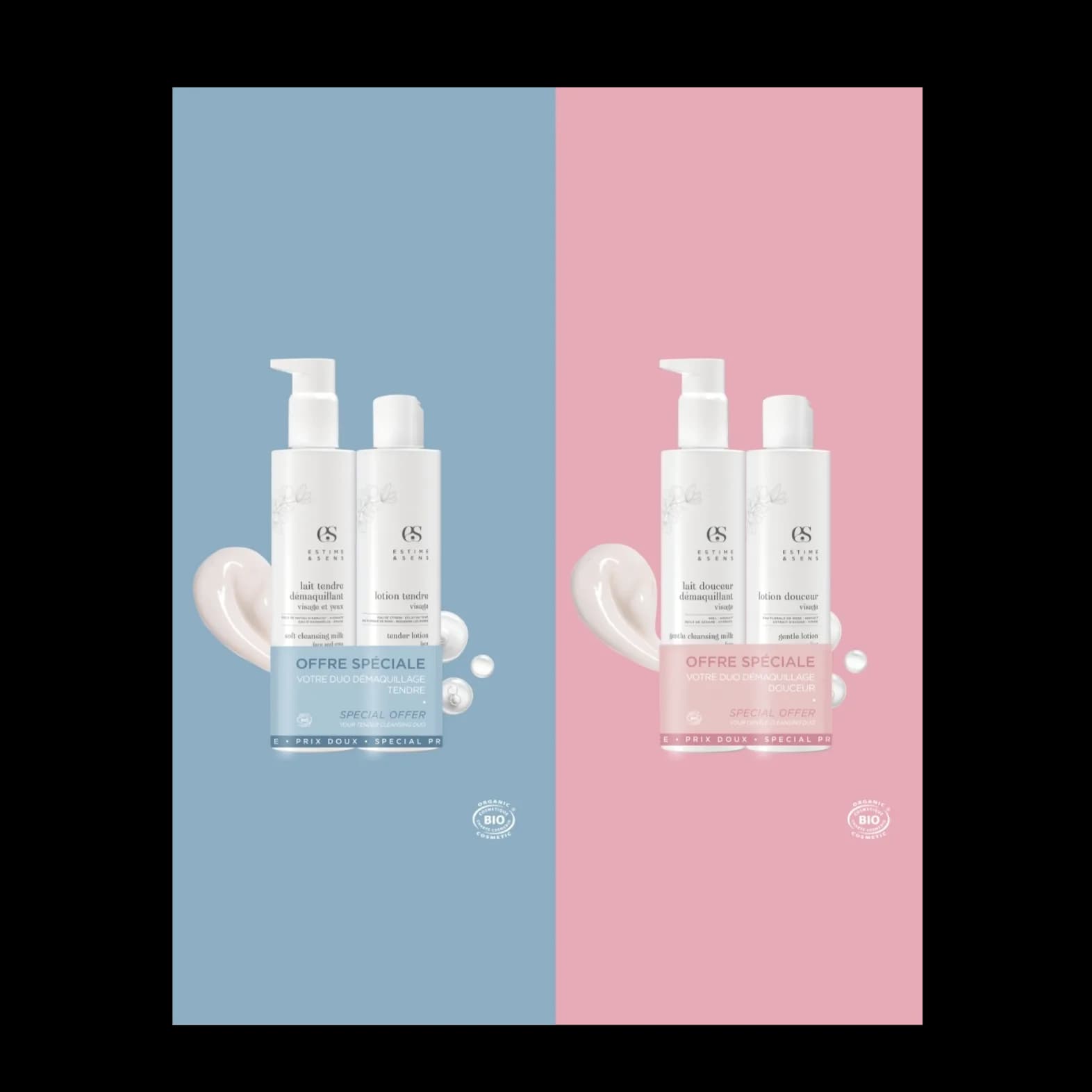 Duo démaquillage Tendre (lait + lotion) — Estime & Sens — photo 1 sur 2