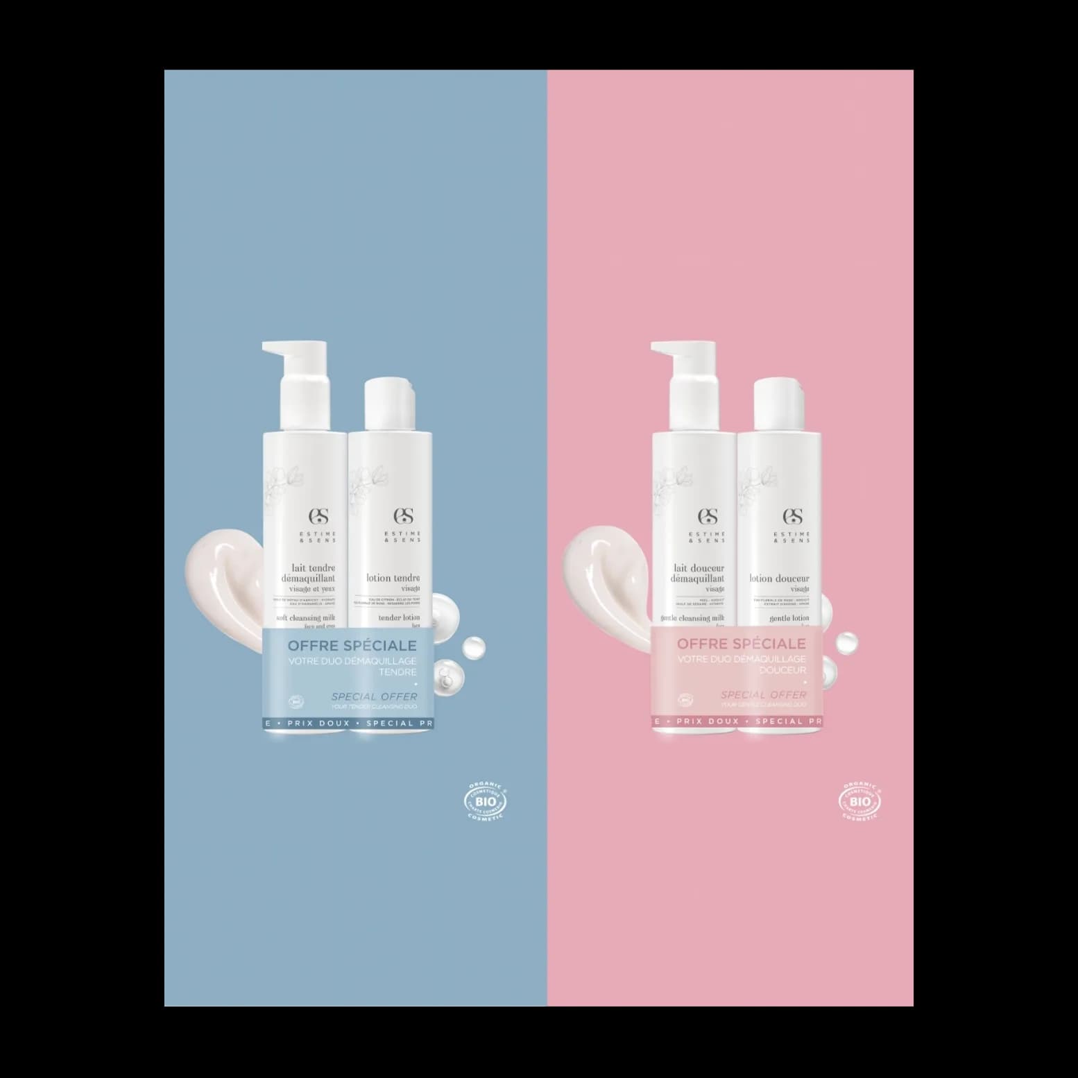 Duo démaquillage Douceur (lait + lotion) — Estime & Sens — photo 1 sur 2